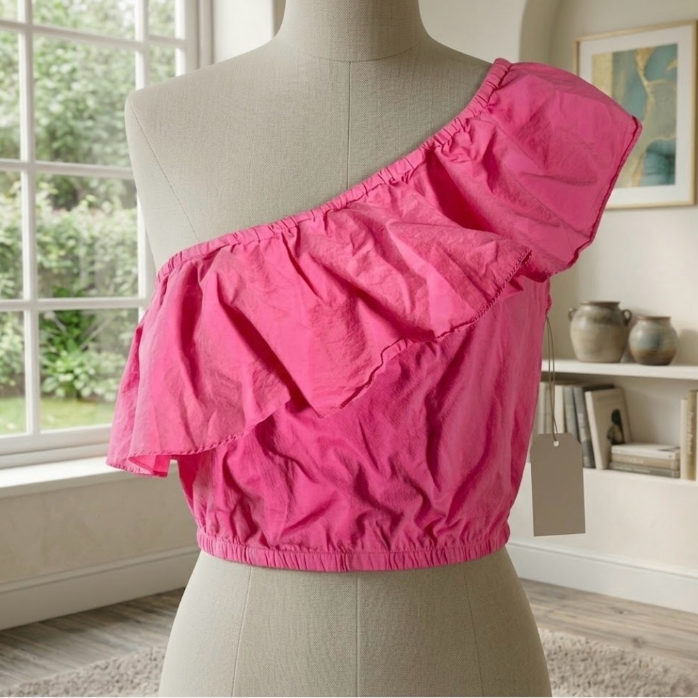 A New Day One-Shoulder Ruffle Crop Top